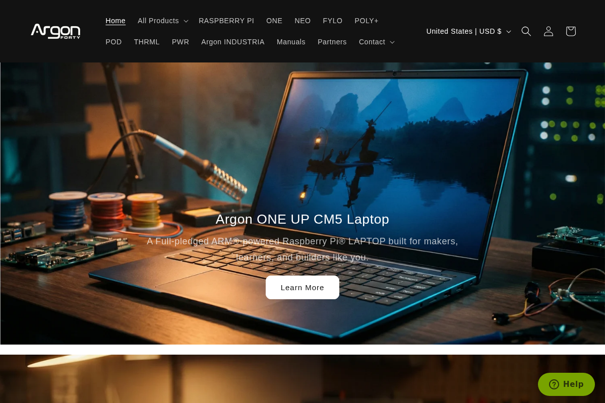 Argon40 Gadgets homepage screenshot