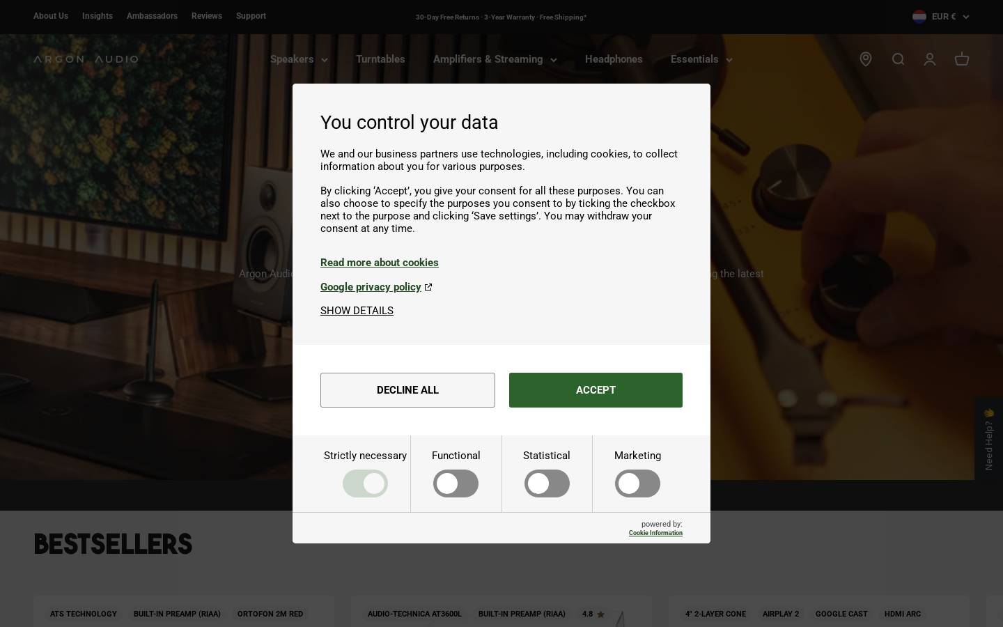 Argon Audio homepage screenshot