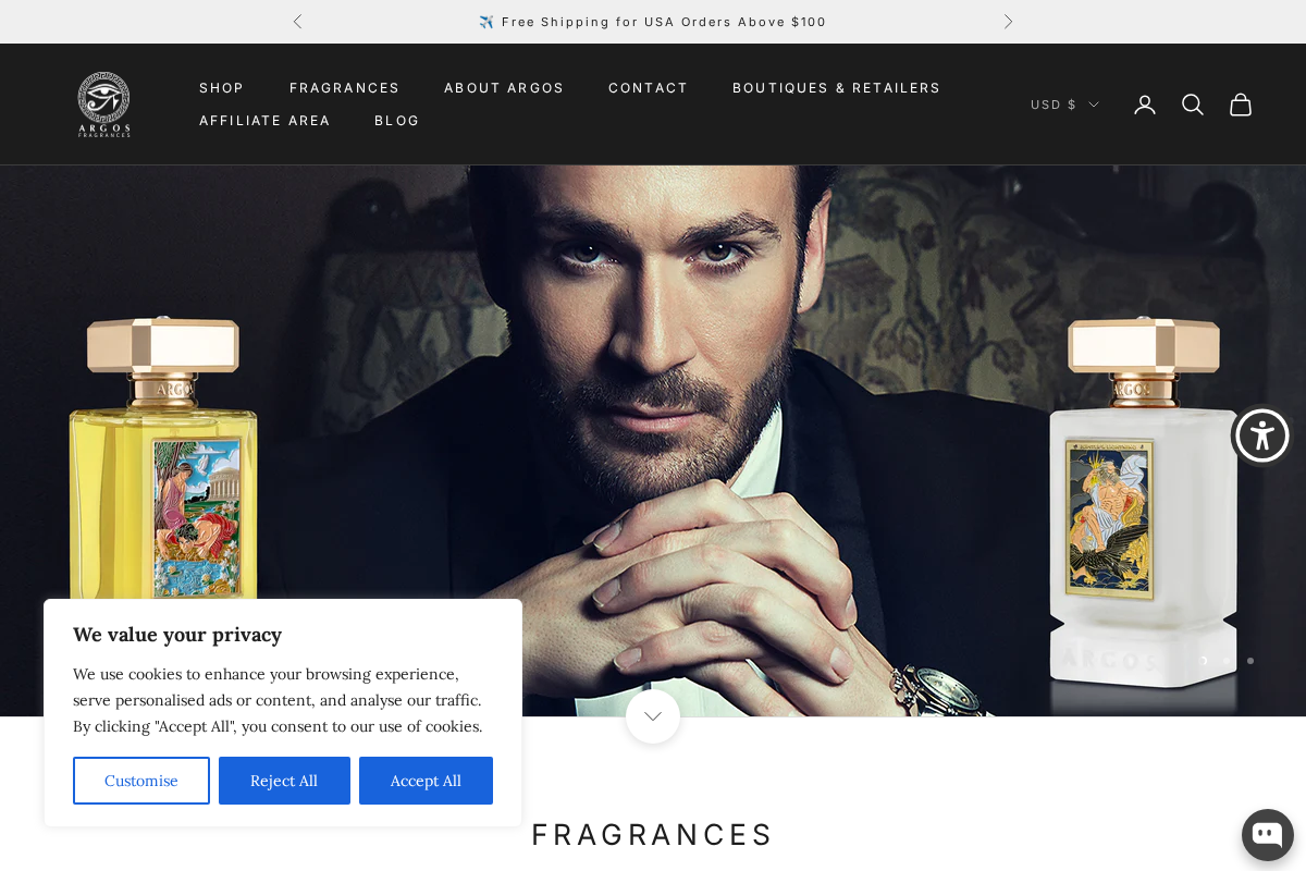 Argos Fragrances homepage screenshot