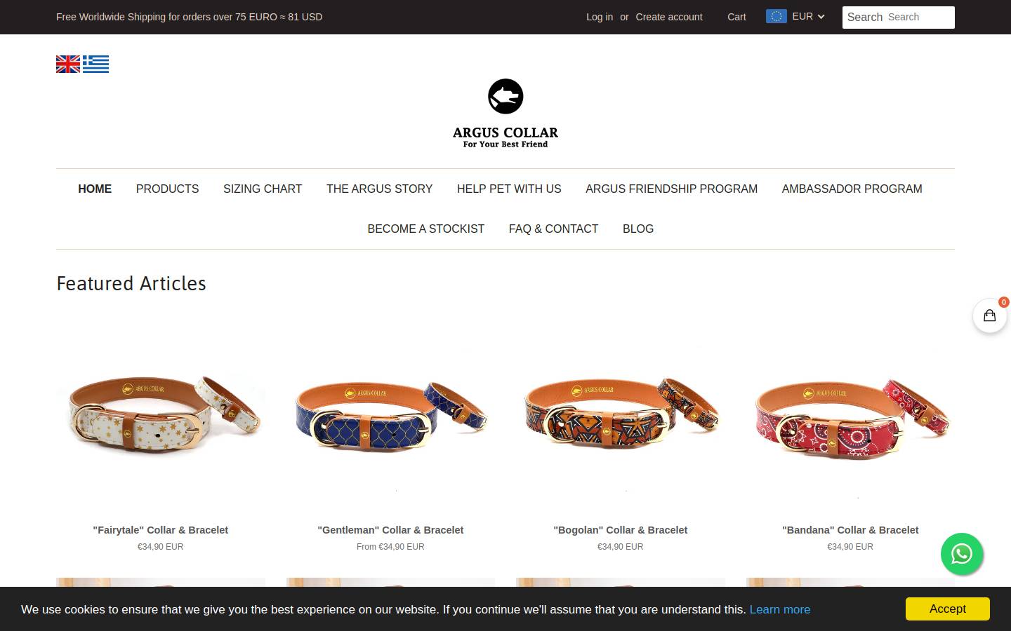 arguscollar.com homepage screenshot