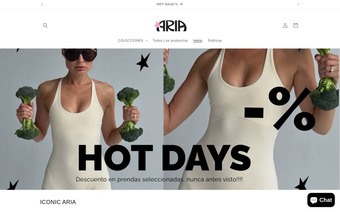 ariaactiveweare.com homepage screenshot