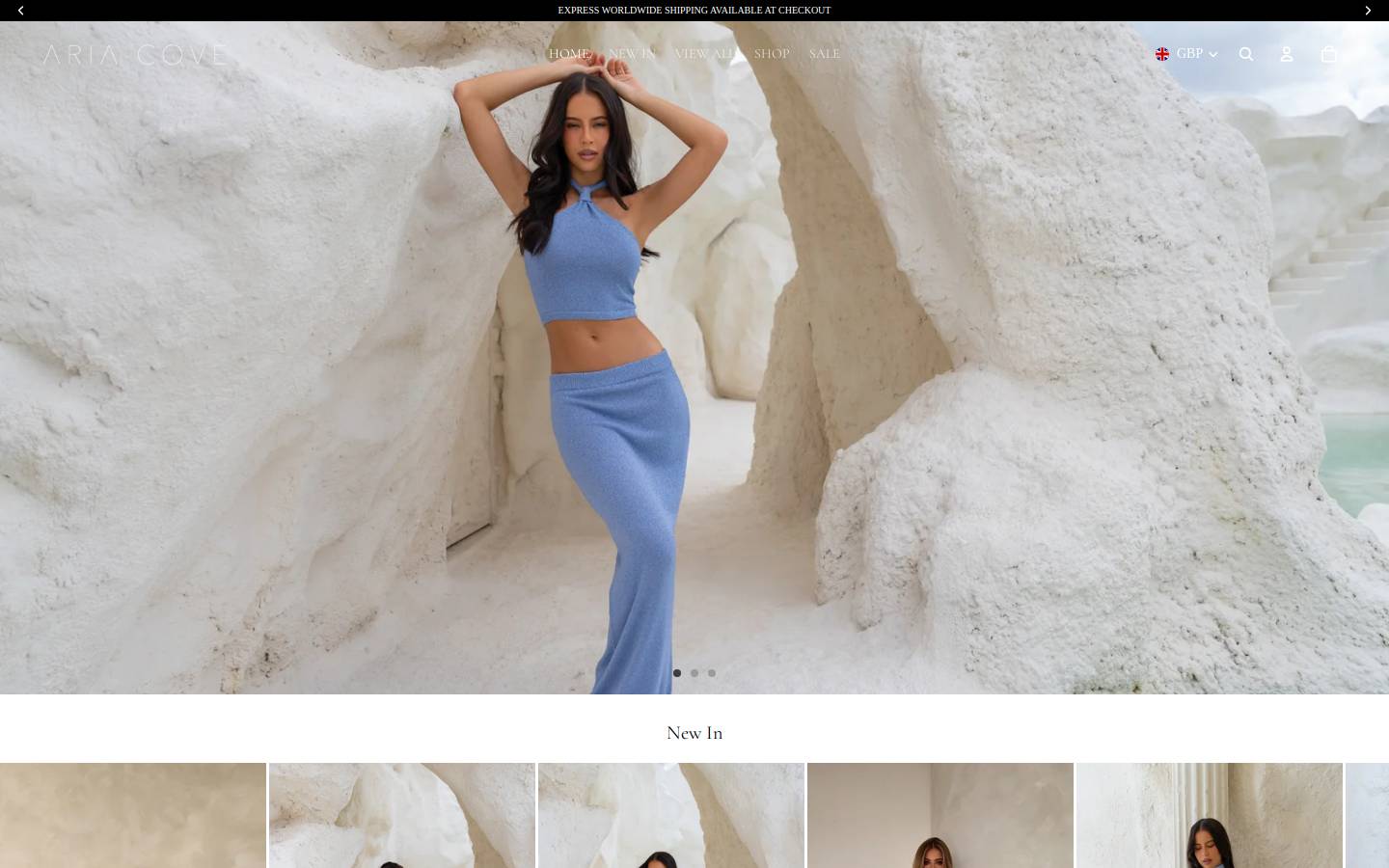 Ariacove homepage screenshot