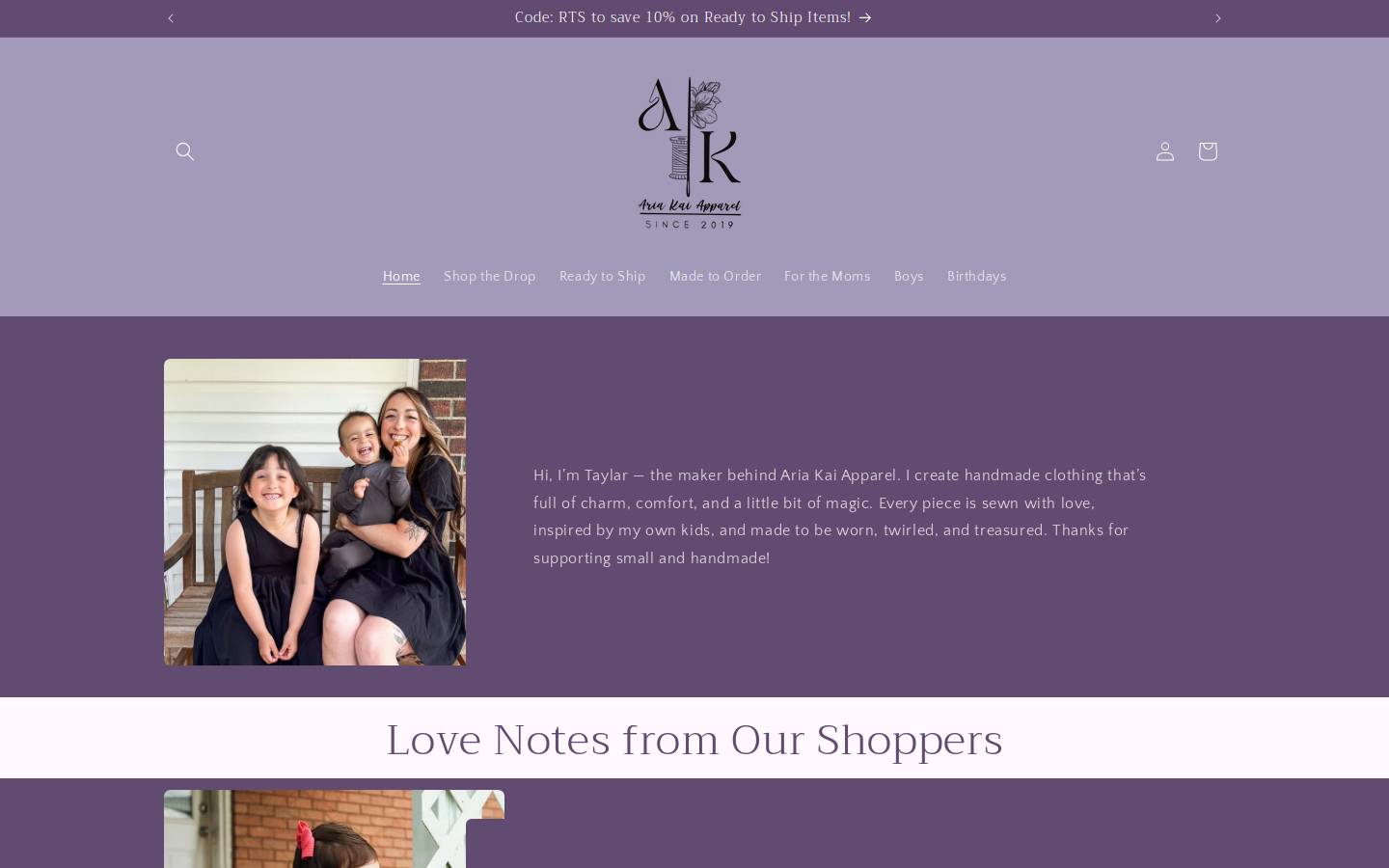 ariakaiapparel.com homepage screenshot