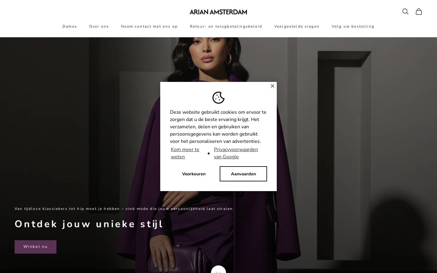 Arianamsterdam homepage screenshot