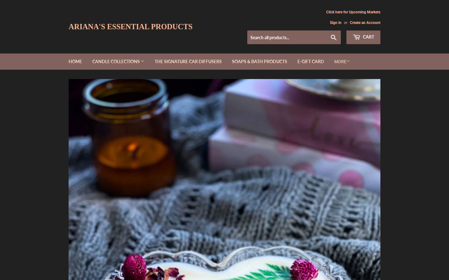 arianasessentialproducts.com homepage screenshot