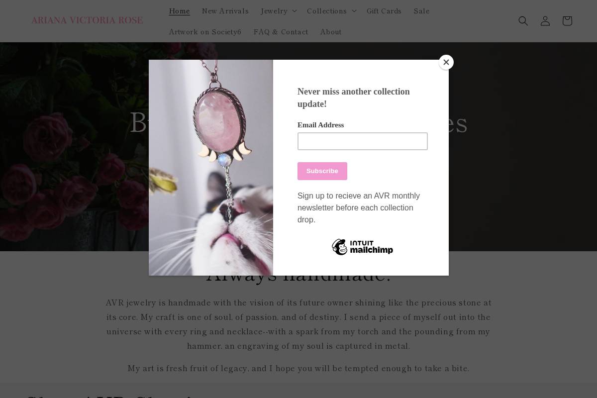 arianavictoriarose.com homepage screenshot