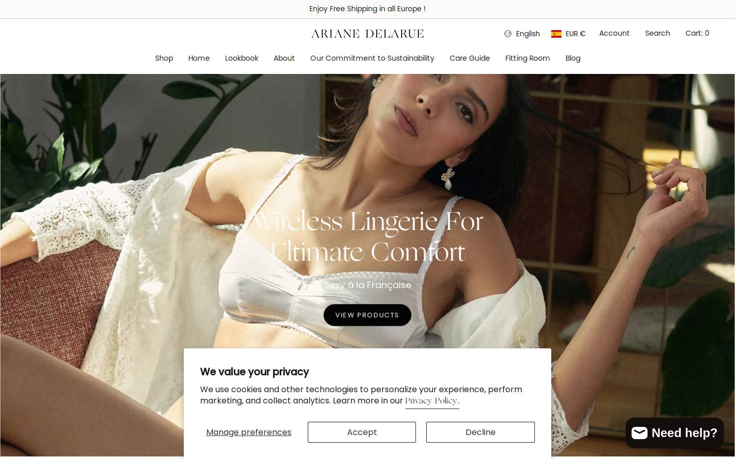 arianedelarue.com homepage screenshot