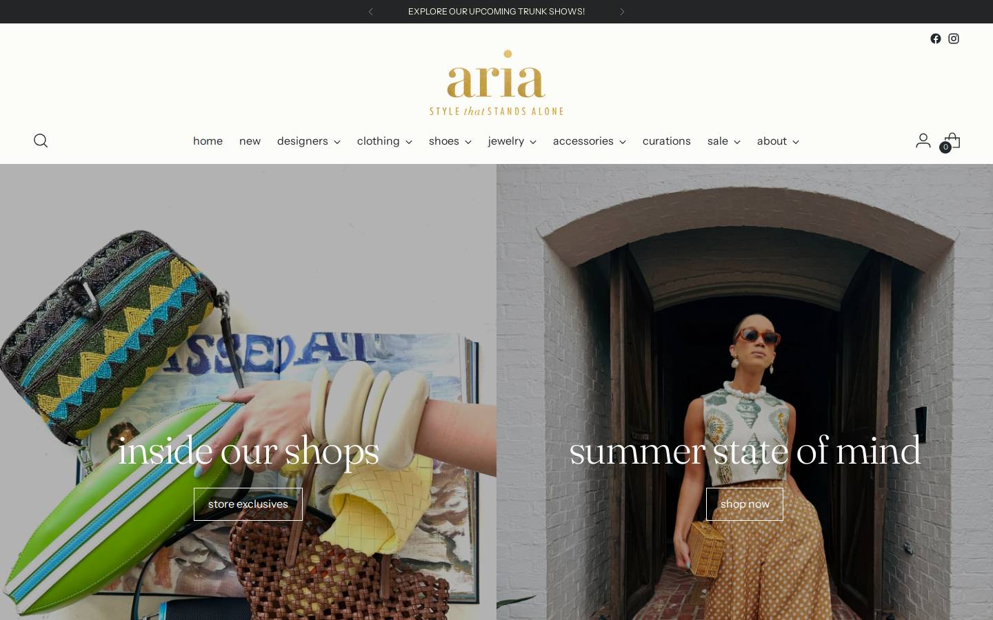Aria Lafayette homepage screenshot