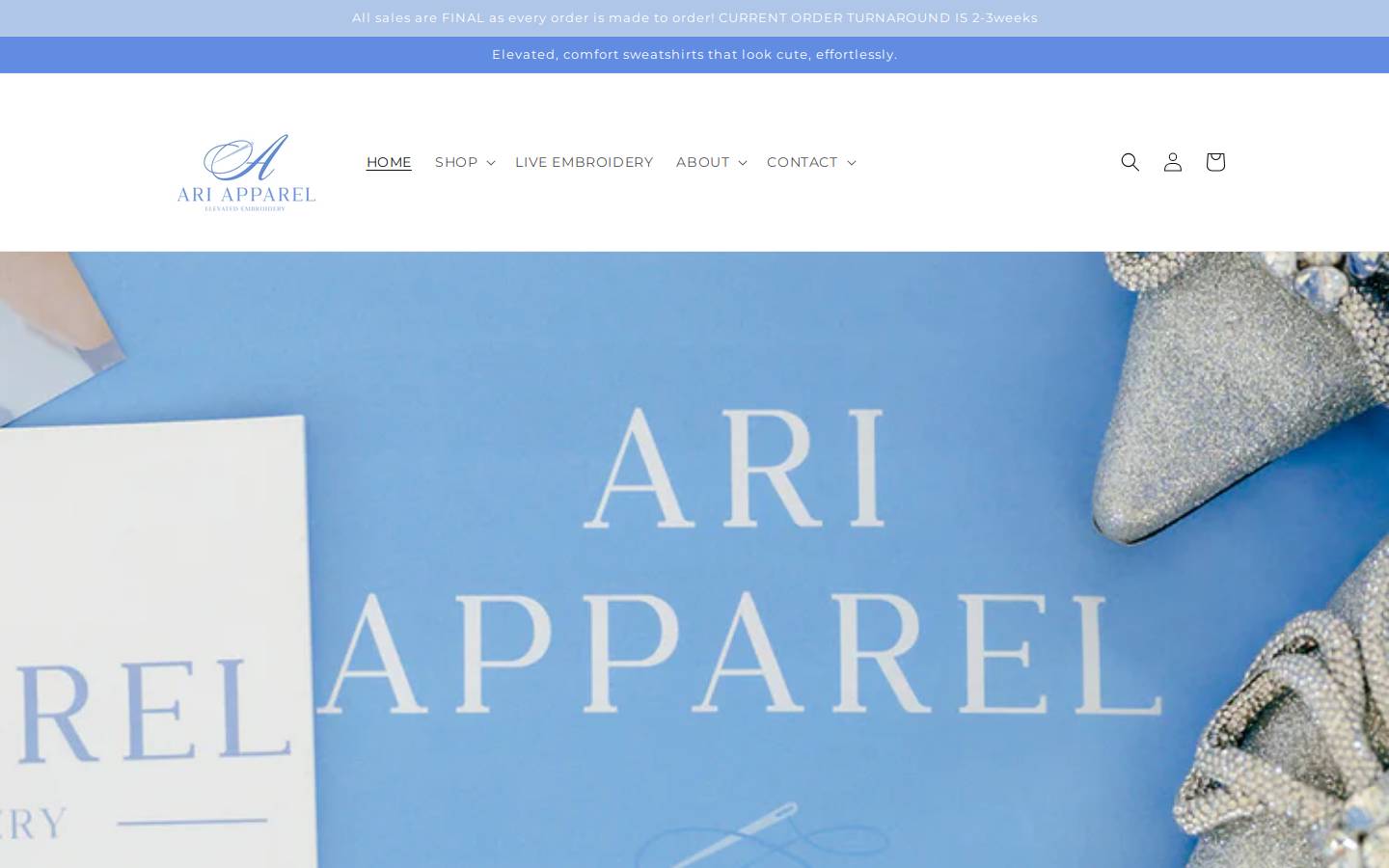 ariapparelny.com homepage screenshot