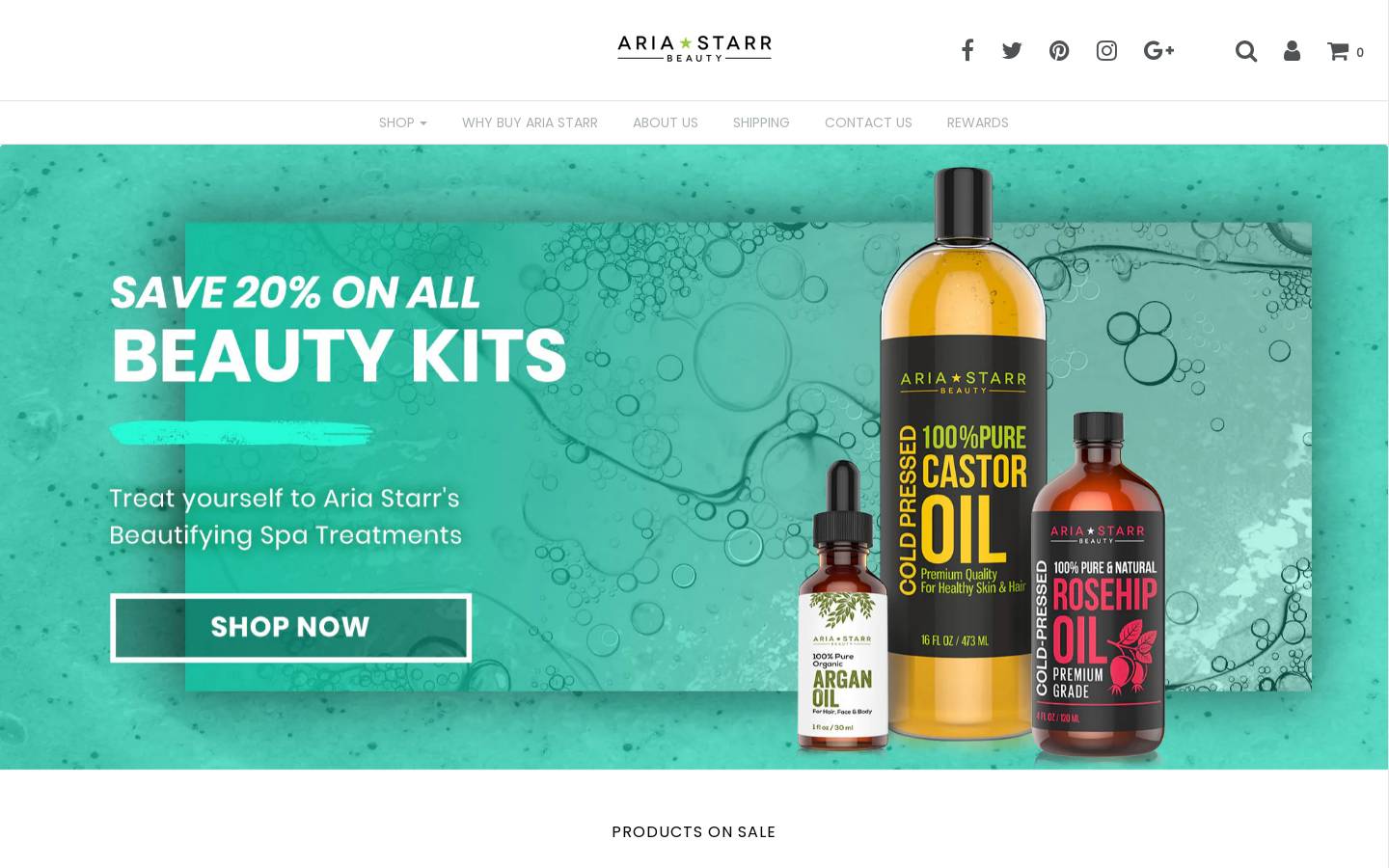 ariastarr.com homepage screenshot