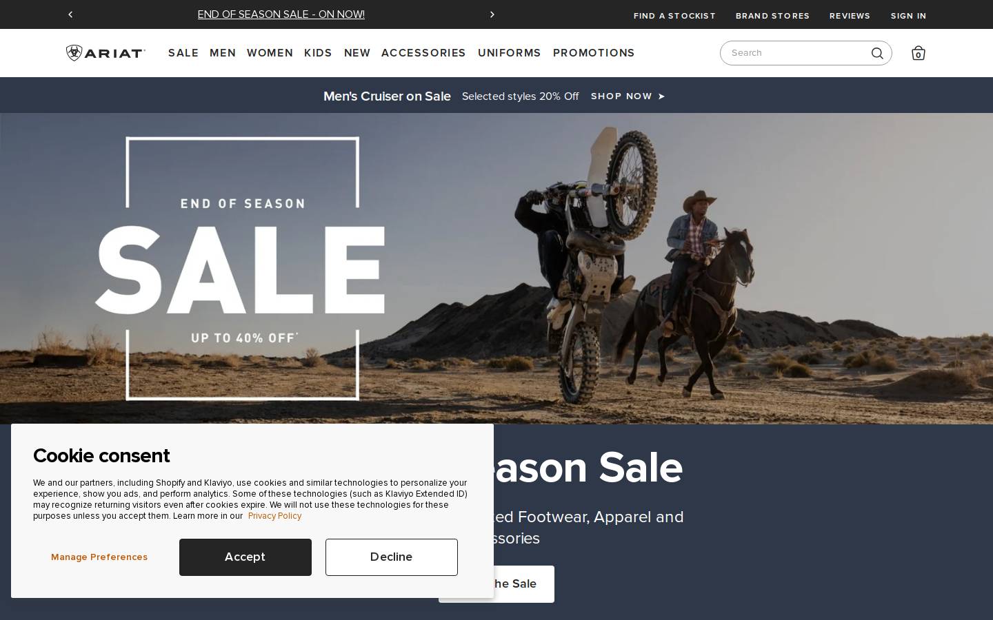 ariat.com.au homepage screenshot