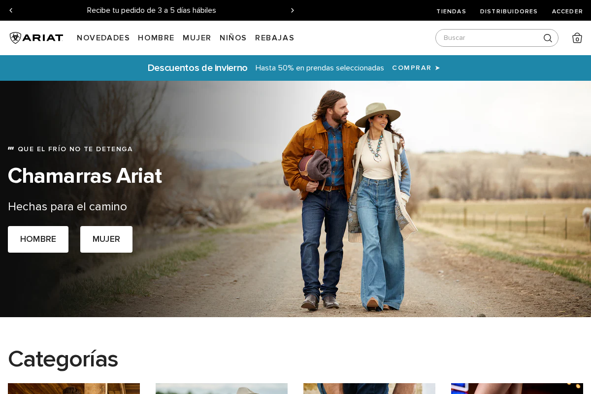 Ariat Mexico homepage screenshot