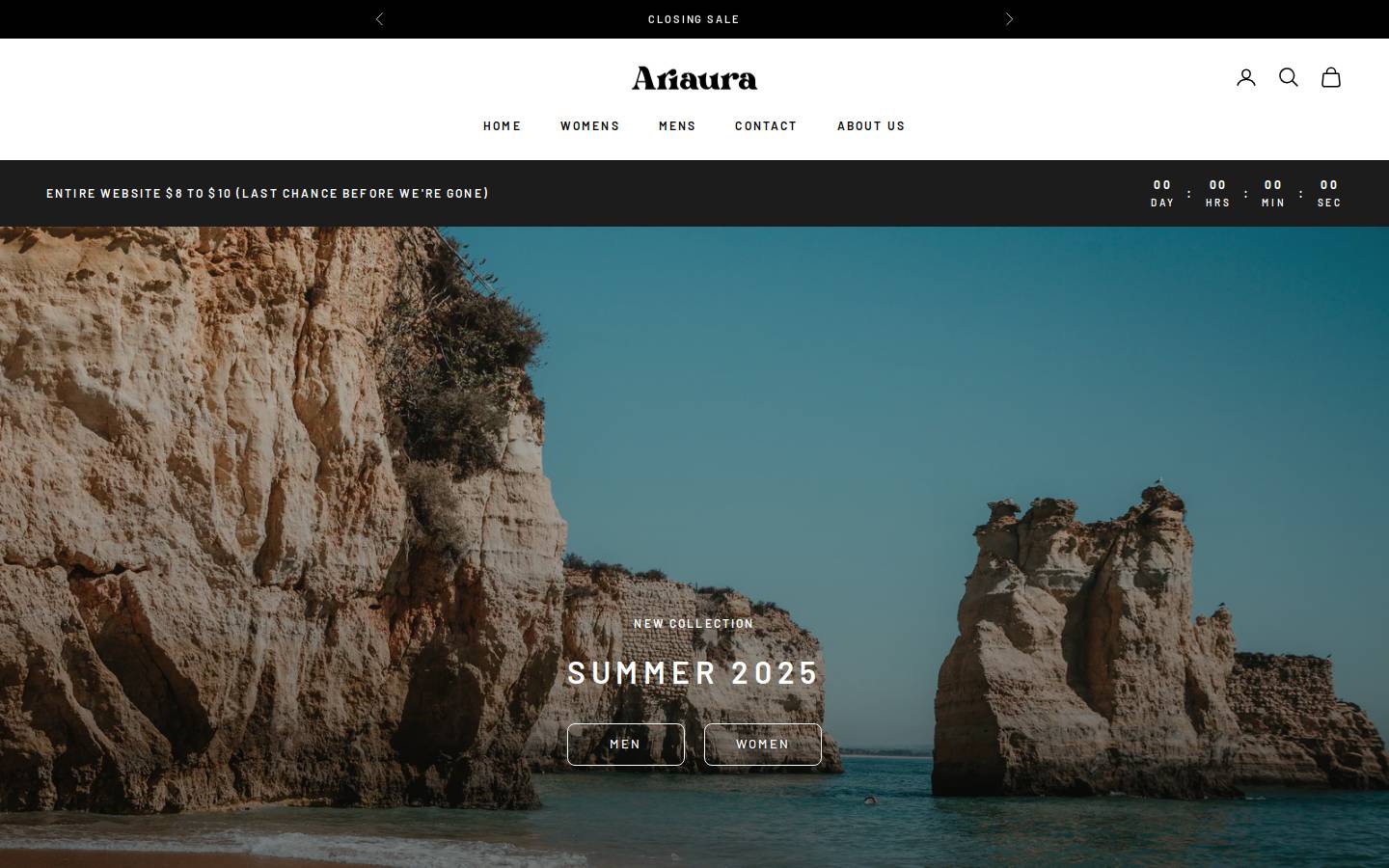 ariauraswim.com homepage screenshot