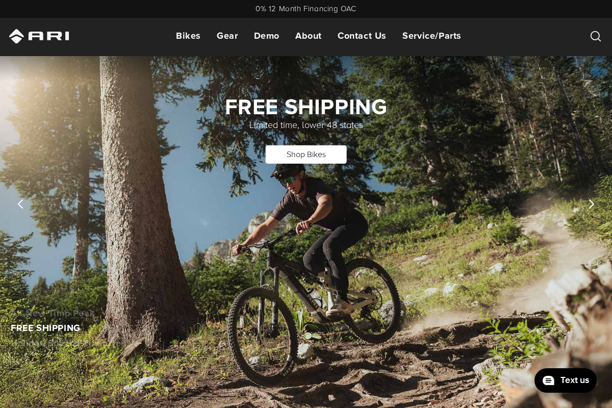 Ari Bikes homepage screenshot