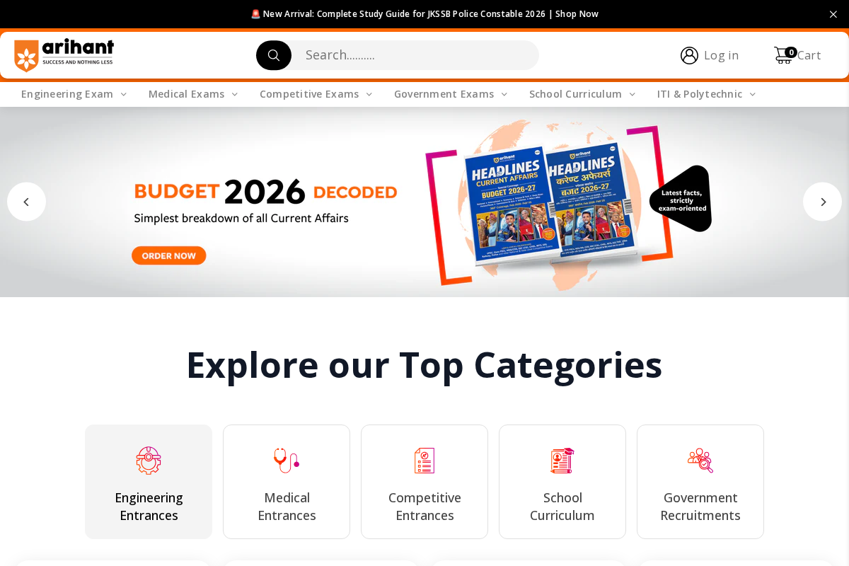 arihantbooks homepage screenshot