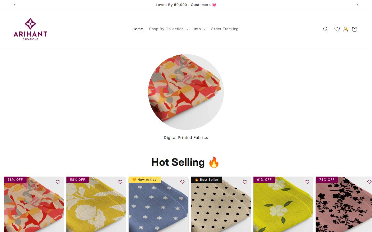 Arihantcreations homepage screenshot