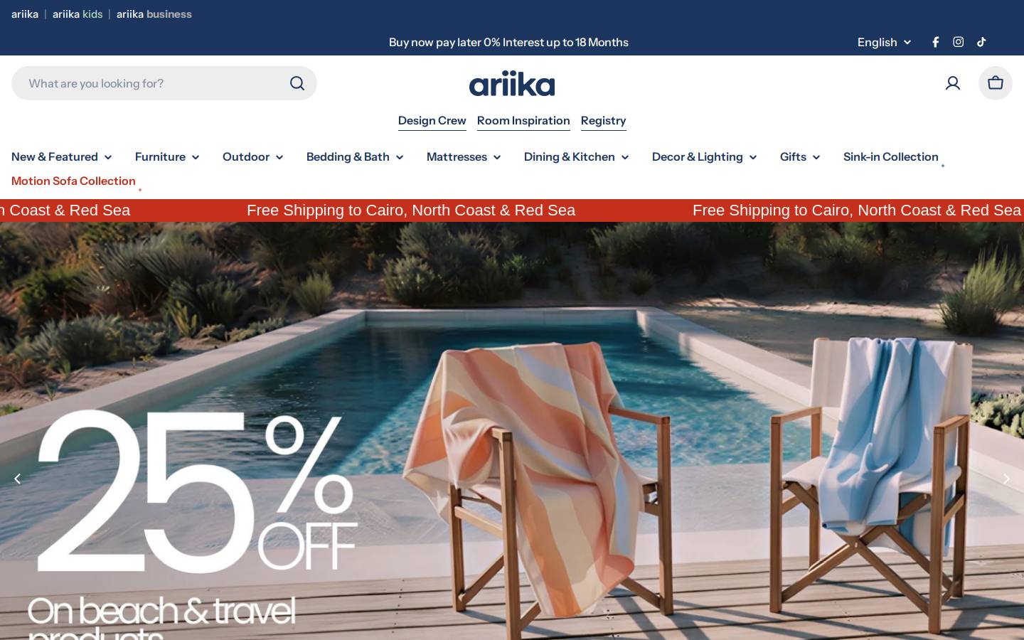 ariika.com homepage screenshot