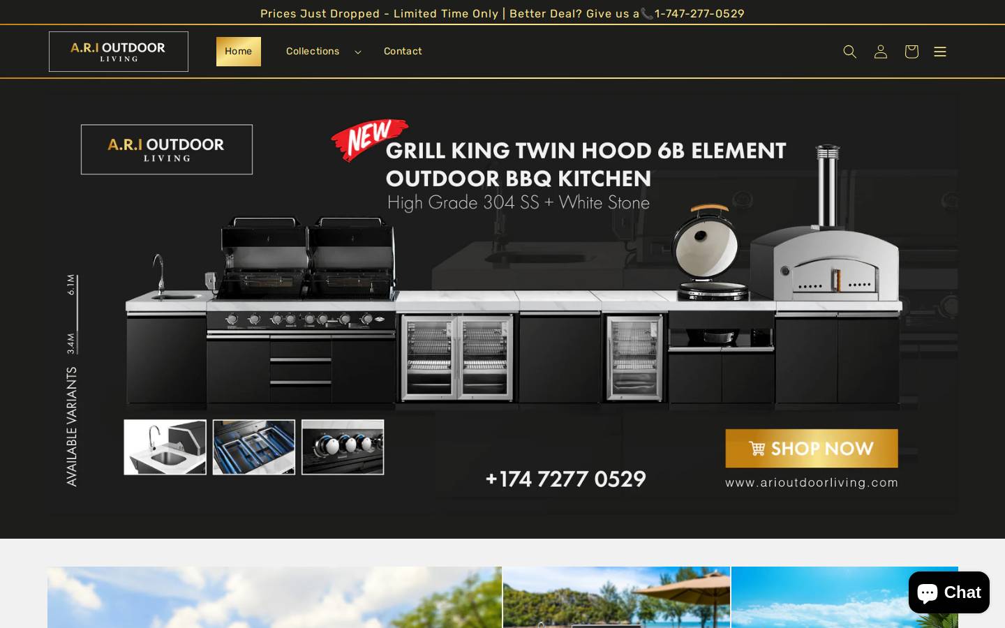 arioutdoorliving.com homepage screenshot