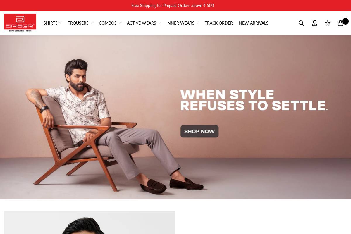 ariser.co.in homepage screenshot