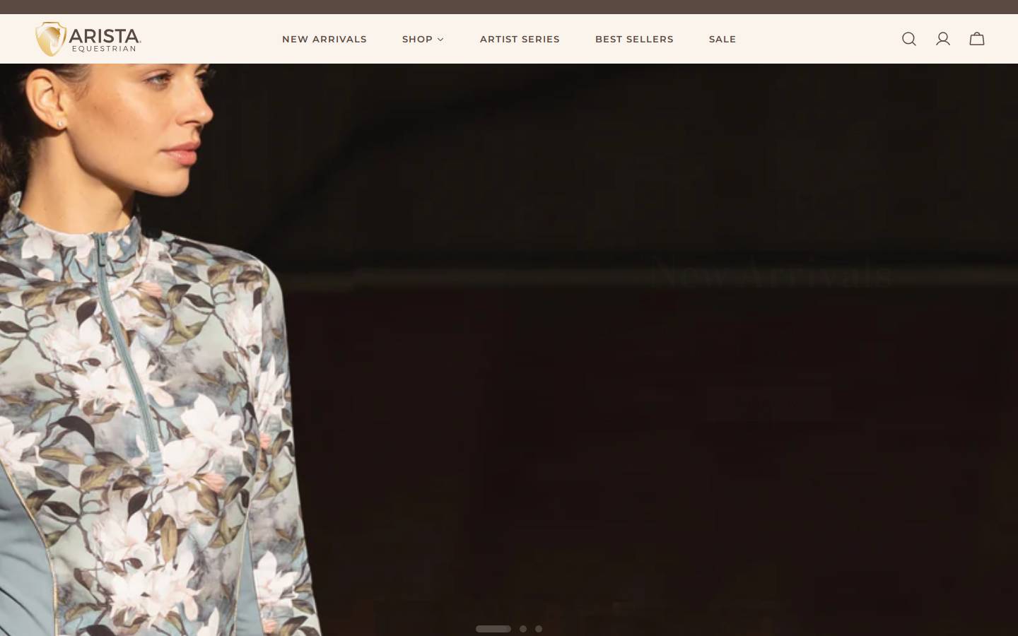 aristaequestrian.com homepage screenshot
