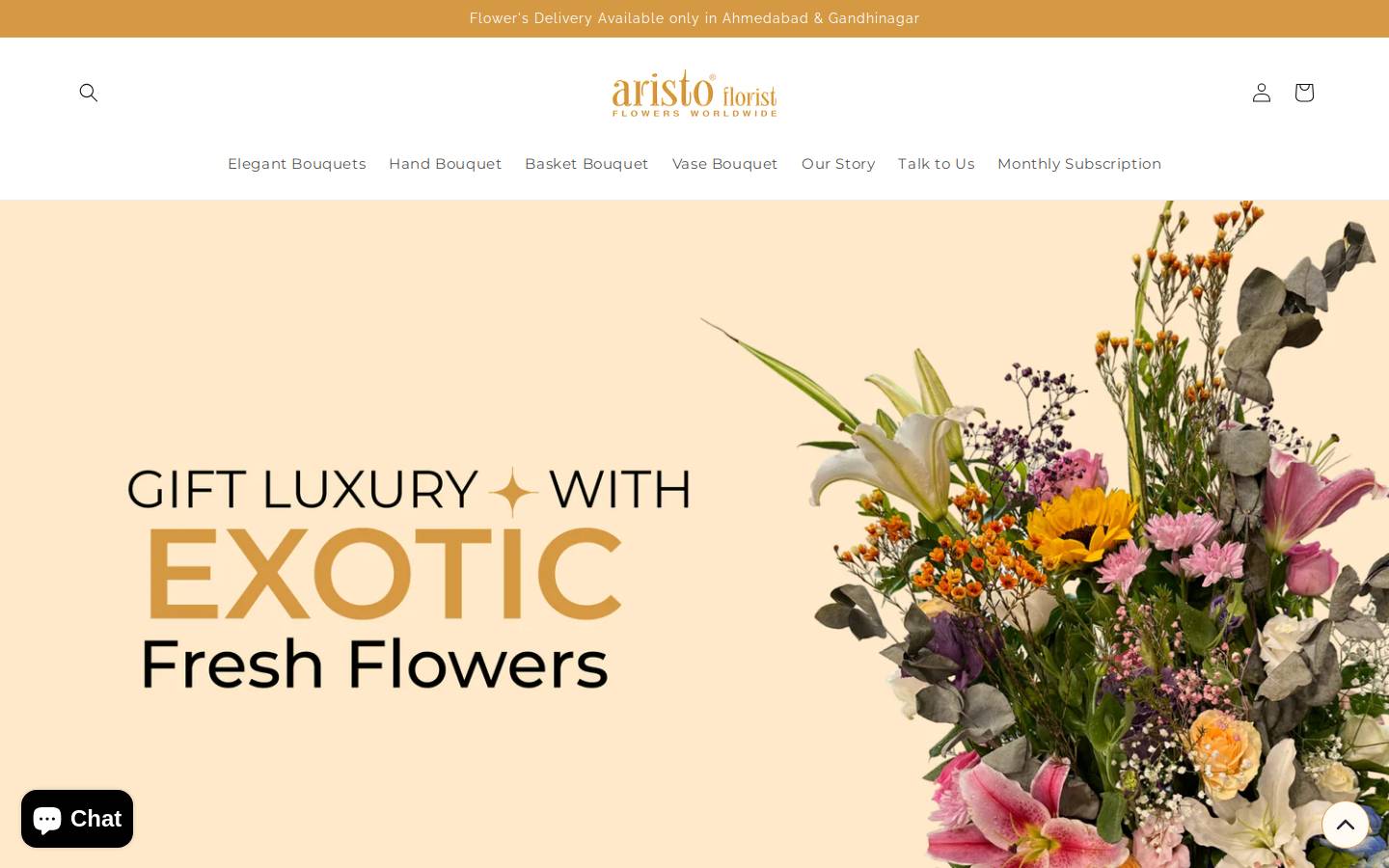 aristoflorist.com homepage screenshot