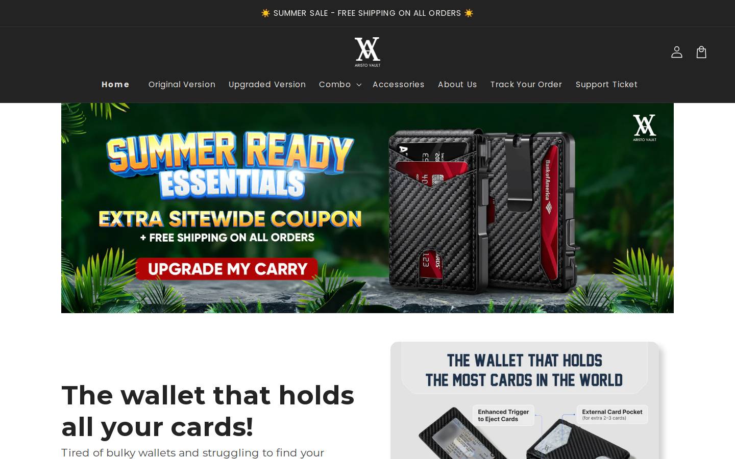 Aristovault homepage screenshot