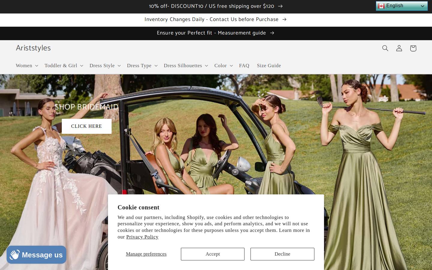 ariststyles.com homepage screenshot