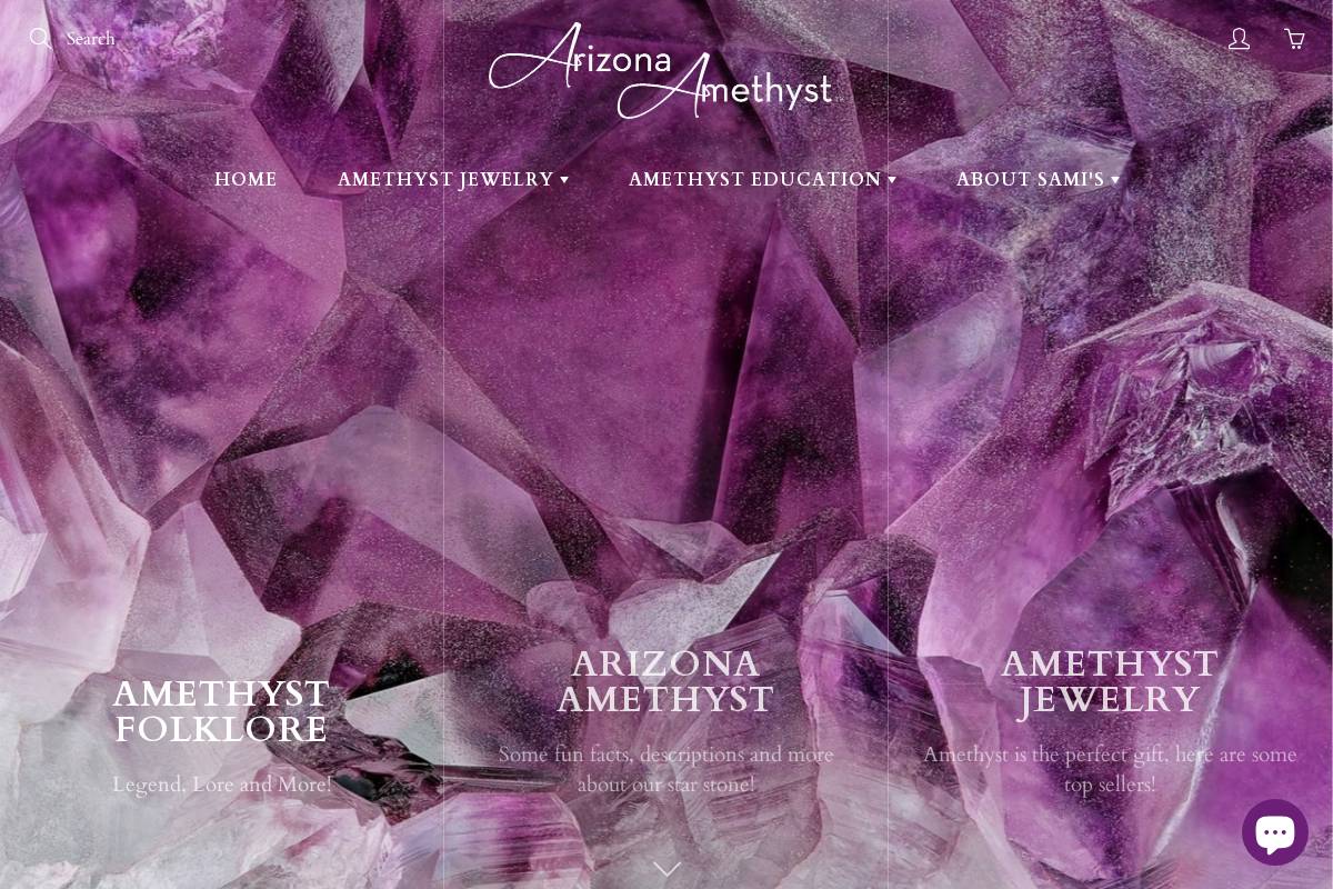 arizonaamethyst.com homepage screenshot