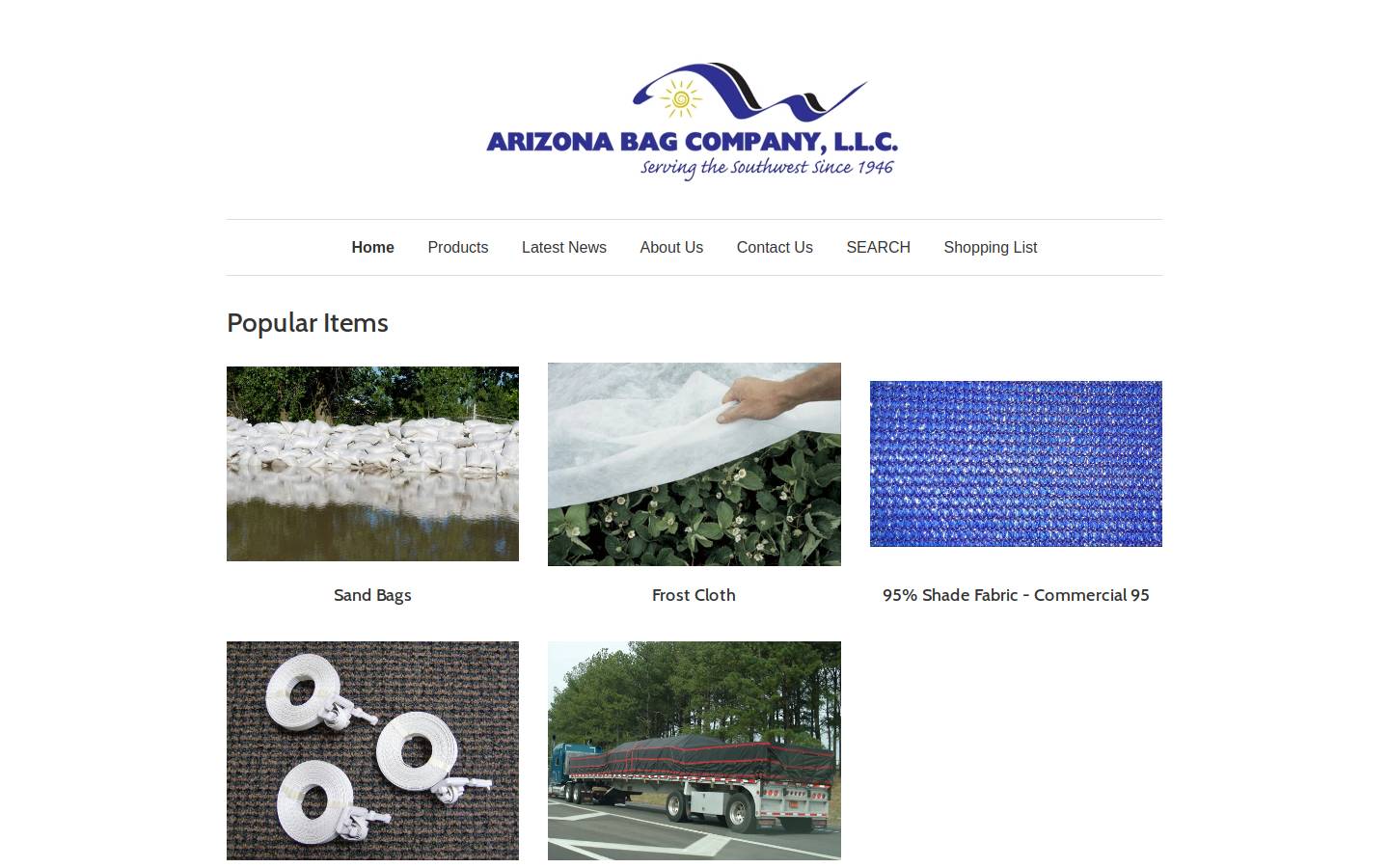arizonabag.com homepage screenshot