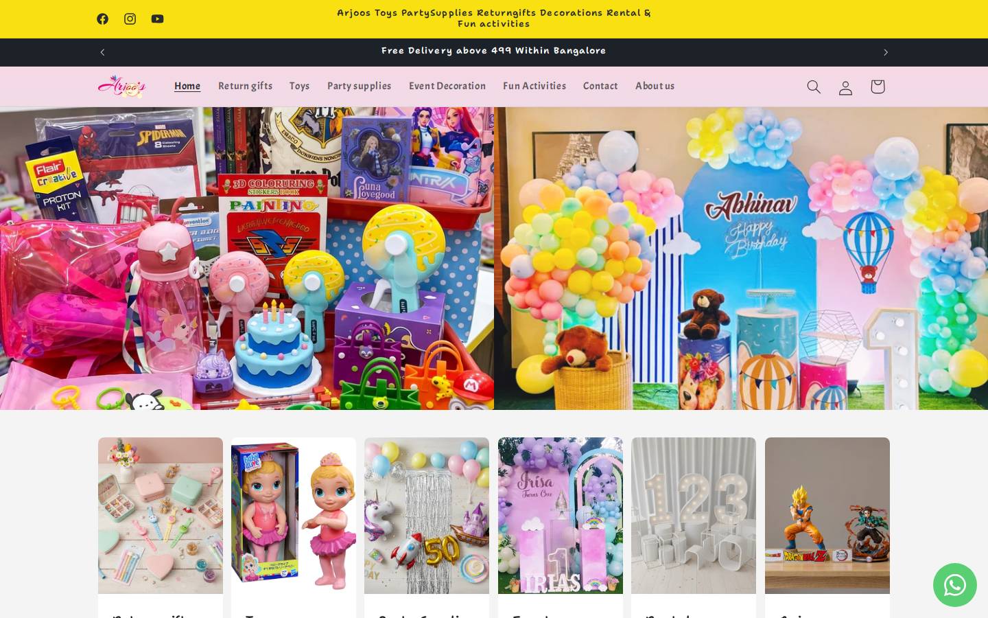 arjoos.com homepage screenshot