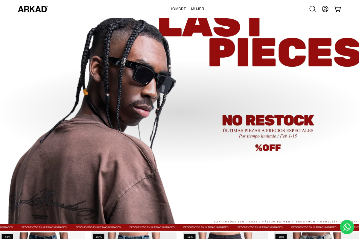 Arkad Clothing homepage screenshot