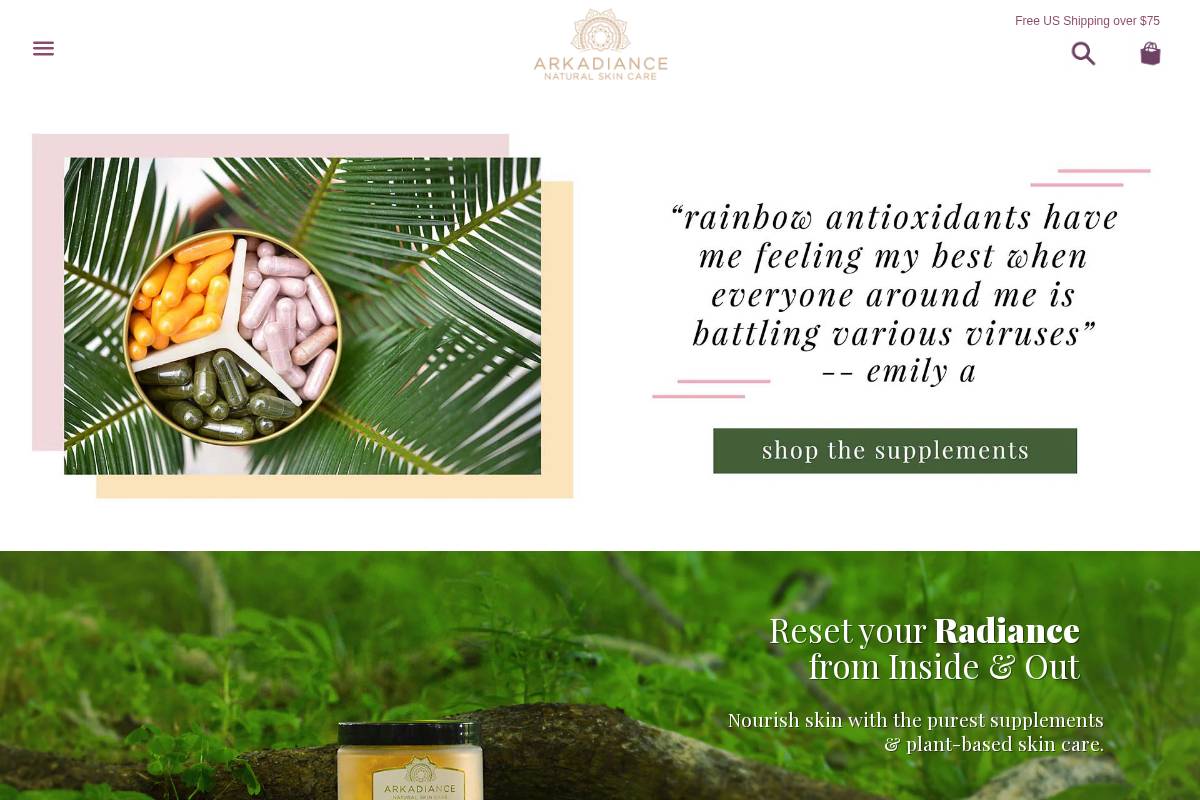 arkadiance.com homepage screenshot