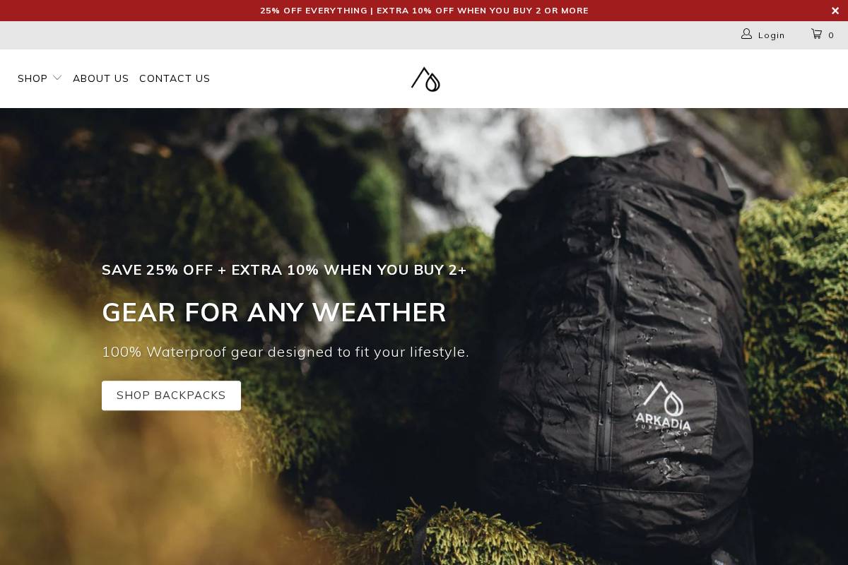 arkadiasupply.co homepage screenshot