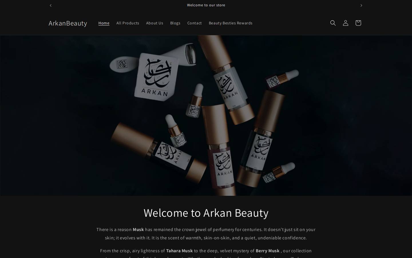 arkanbeauty.com homepage screenshot