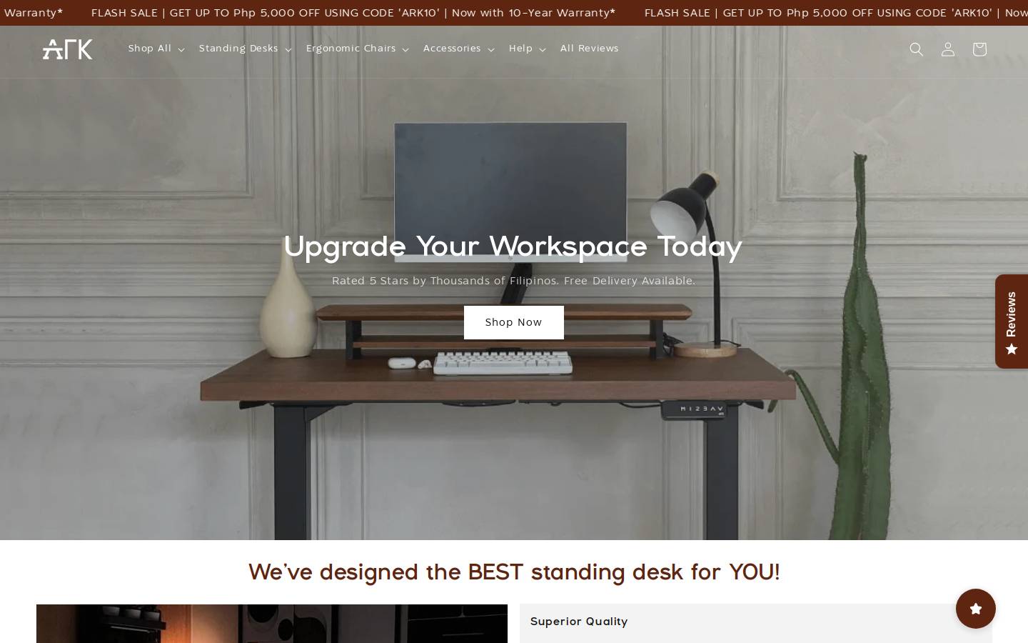 arkergonomics.com homepage screenshot
