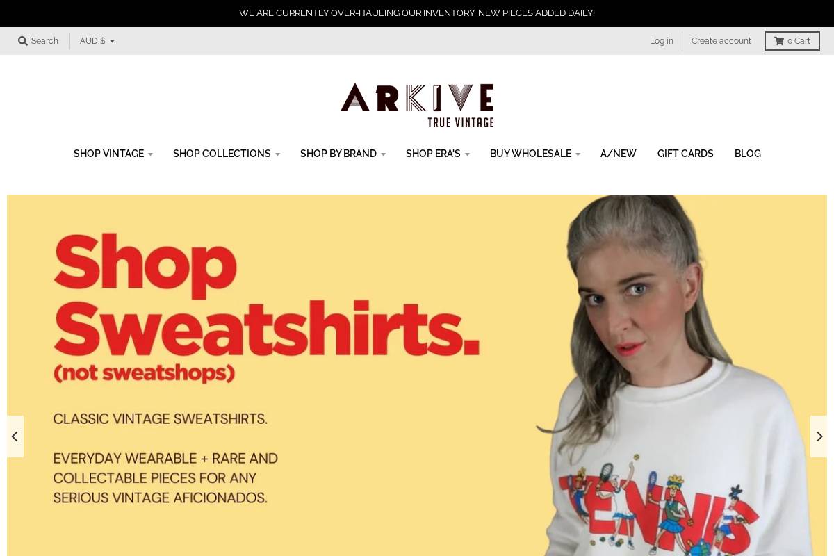 arkivevintage.com homepage screenshot