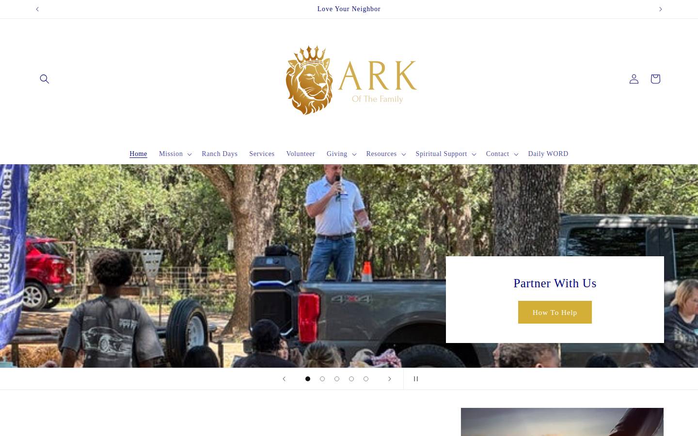 arkofthefamily.com homepage screenshot
