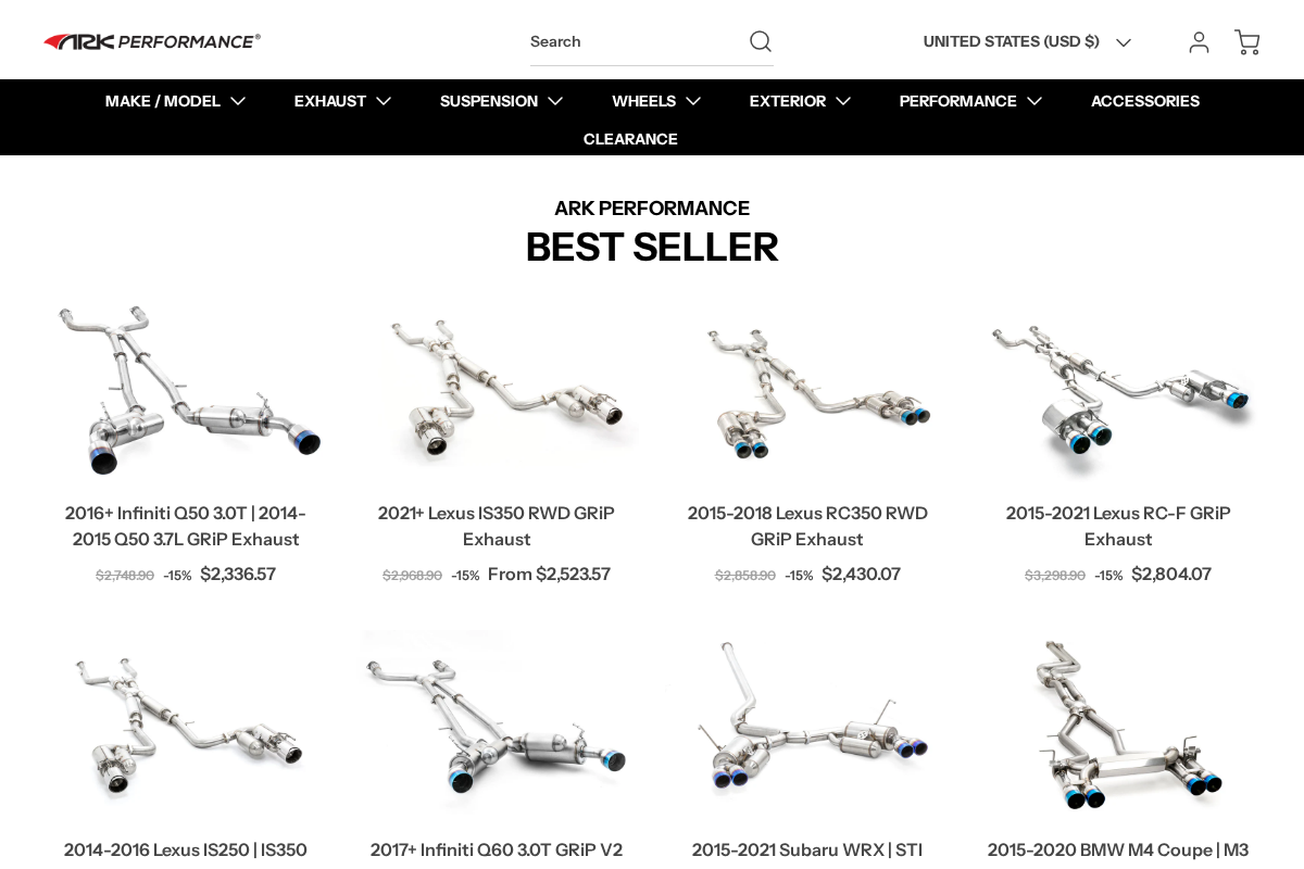 ARK Performance homepage screenshot