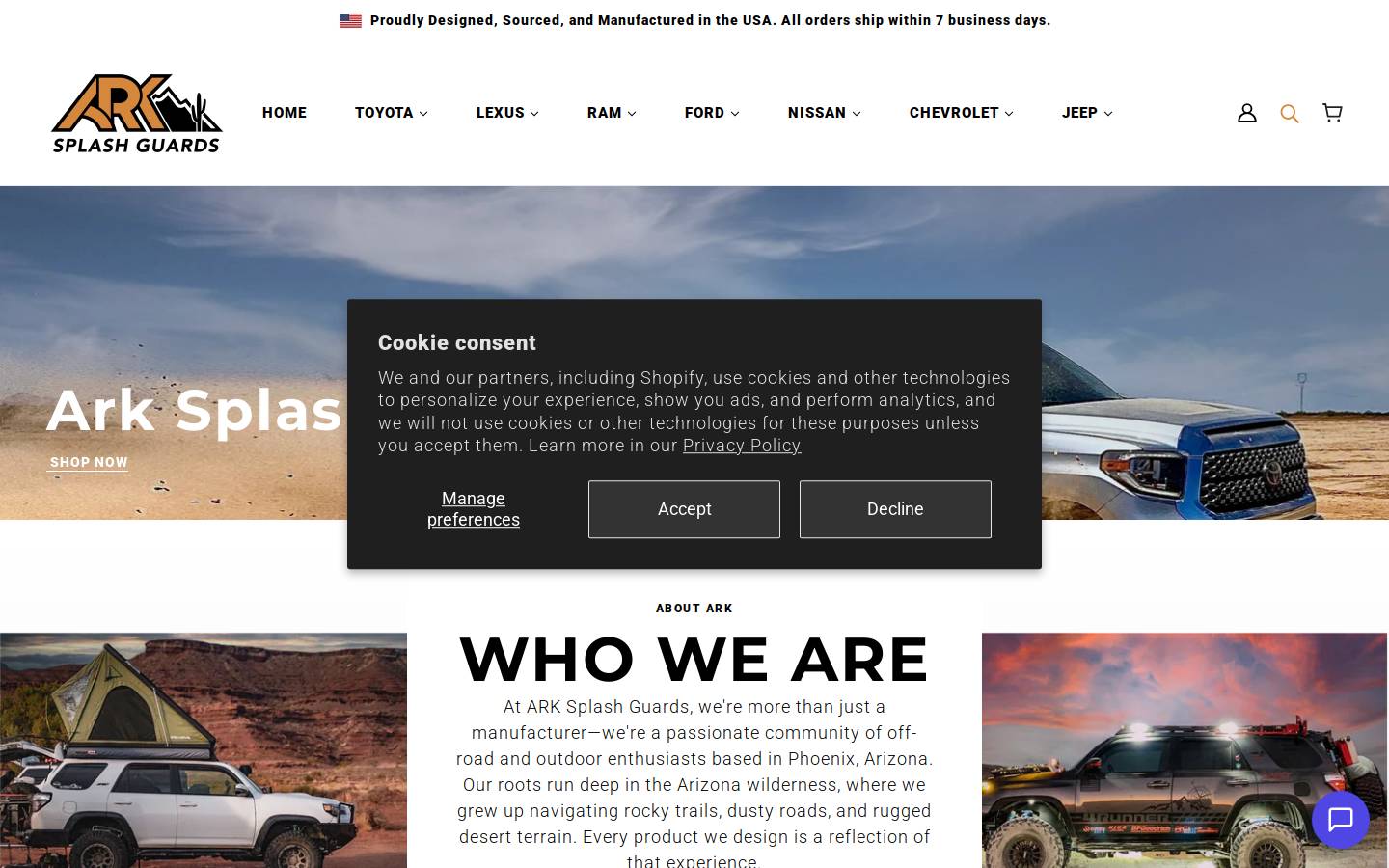 arksplashguards.com homepage screenshot