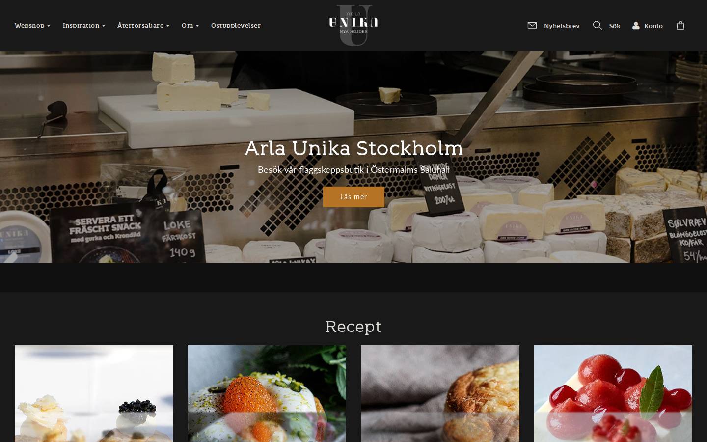 Arla Unika homepage screenshot