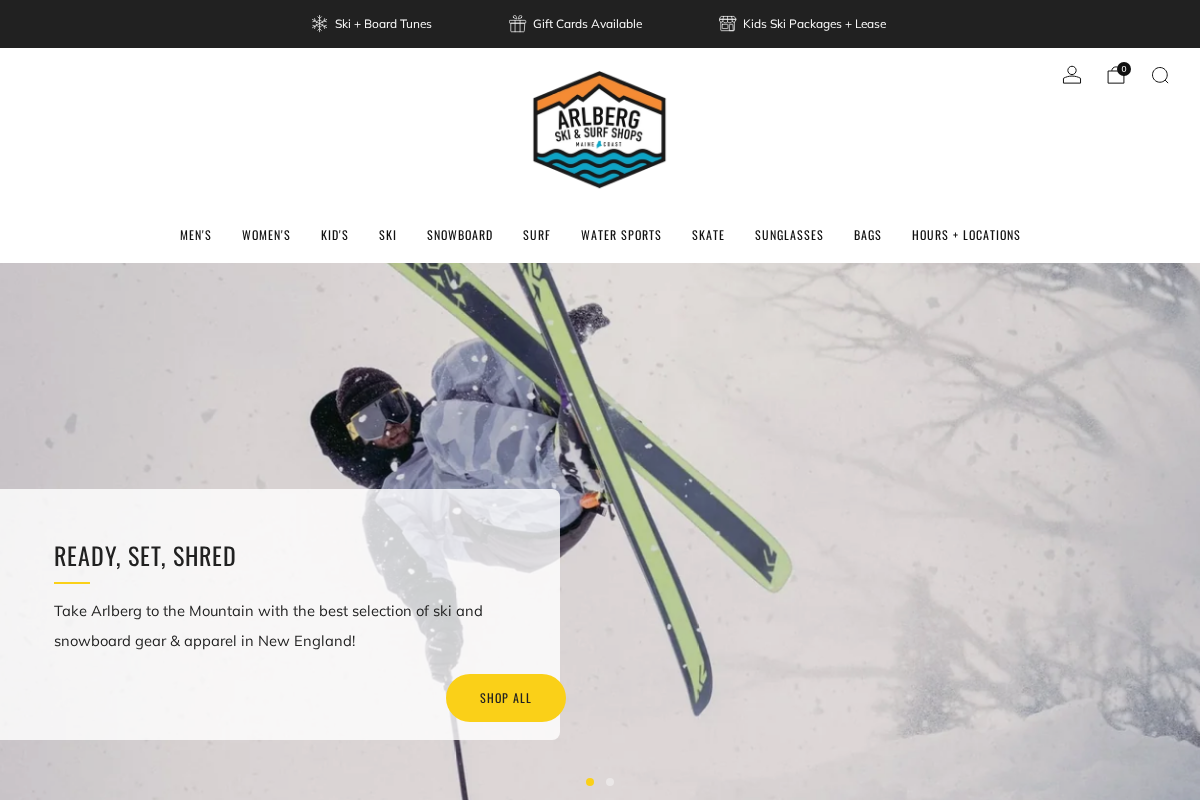 Arlberg Ski & Surf homepage screenshot