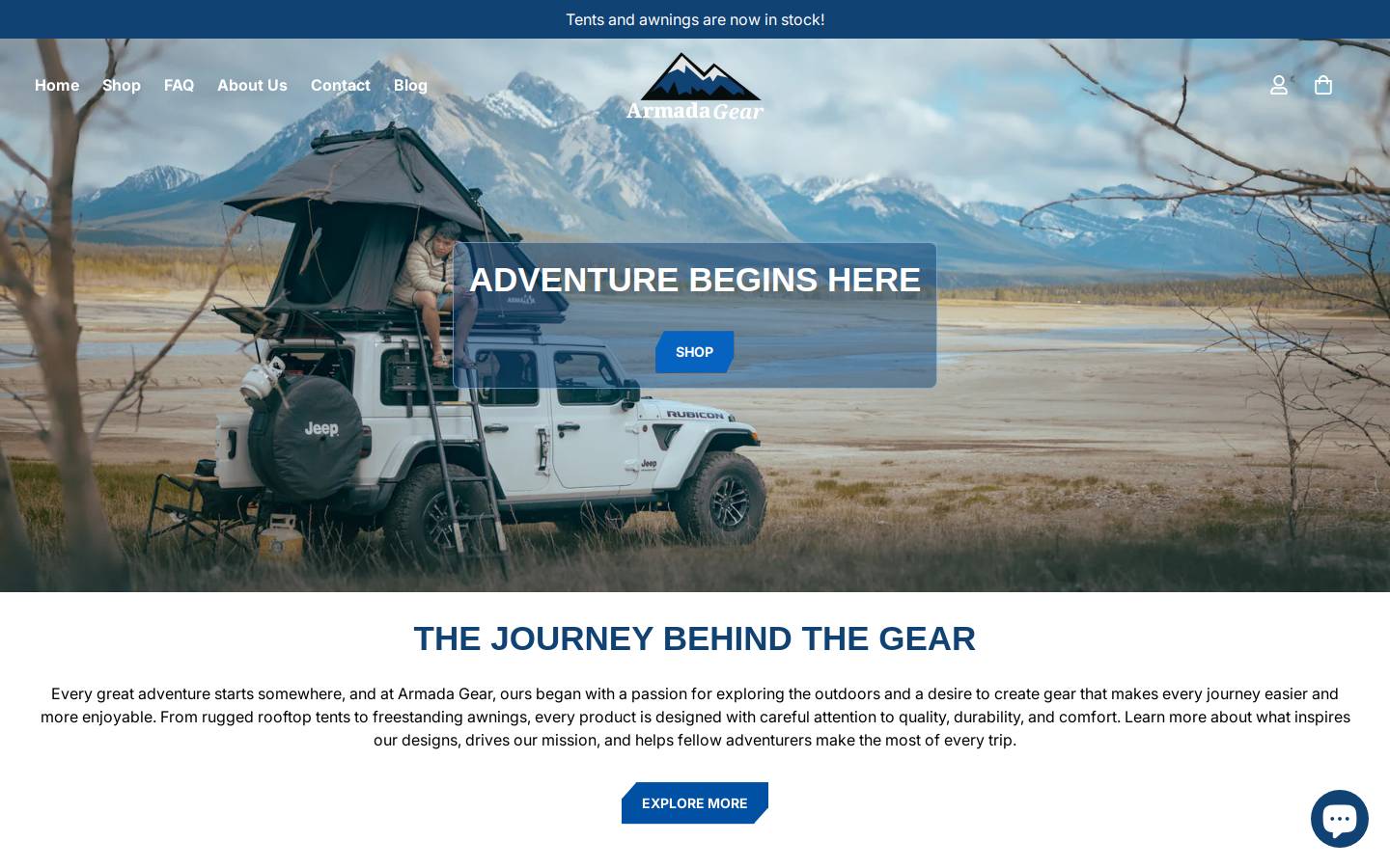 armadagear.com homepage screenshot