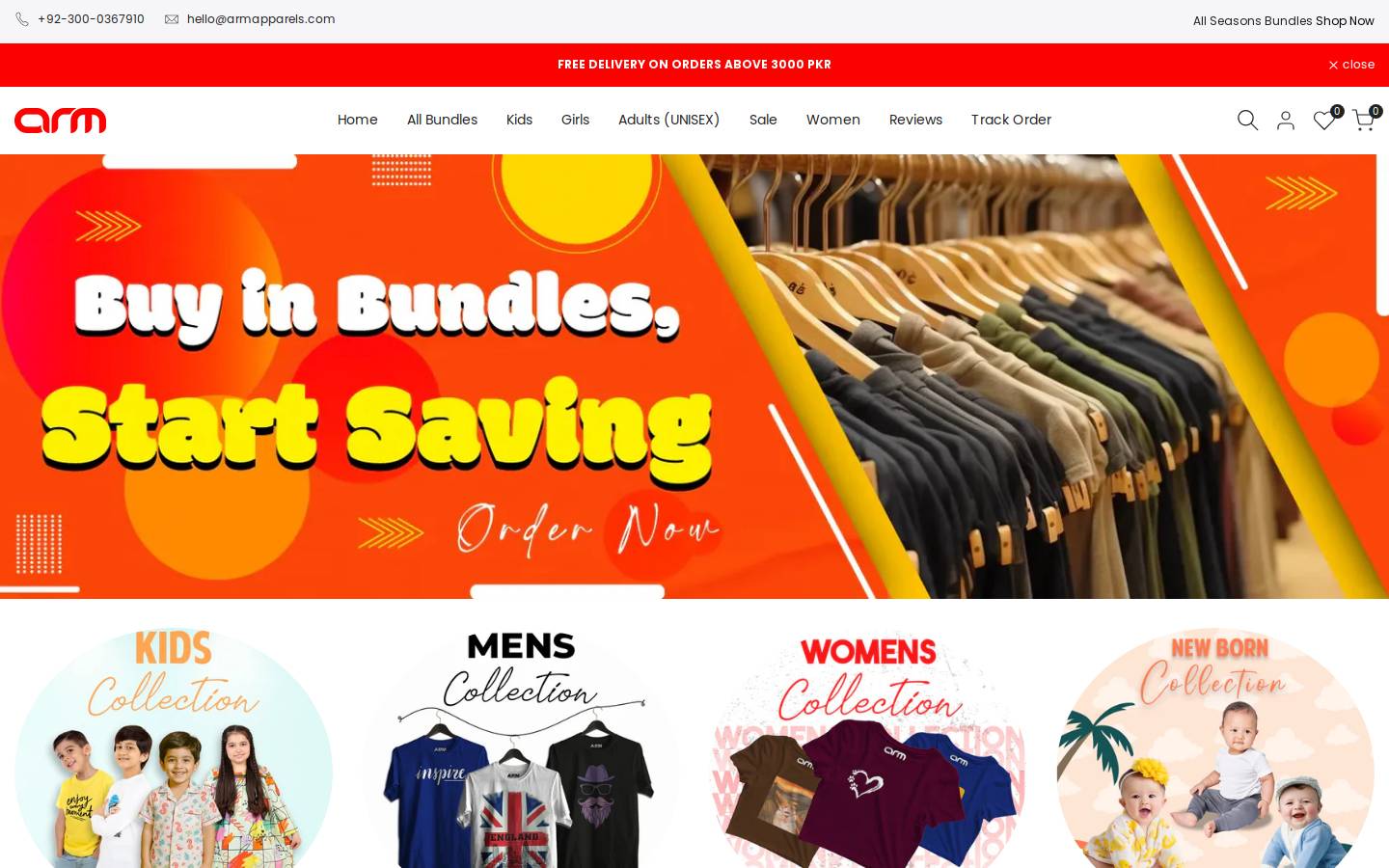 armapparels.com.pk homepage screenshot