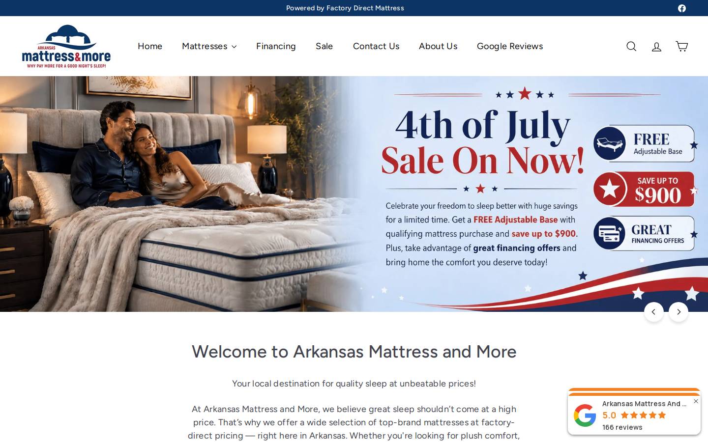 armattressandmore.com homepage screenshot