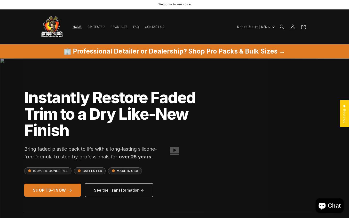 armor-dillo.com homepage screenshot