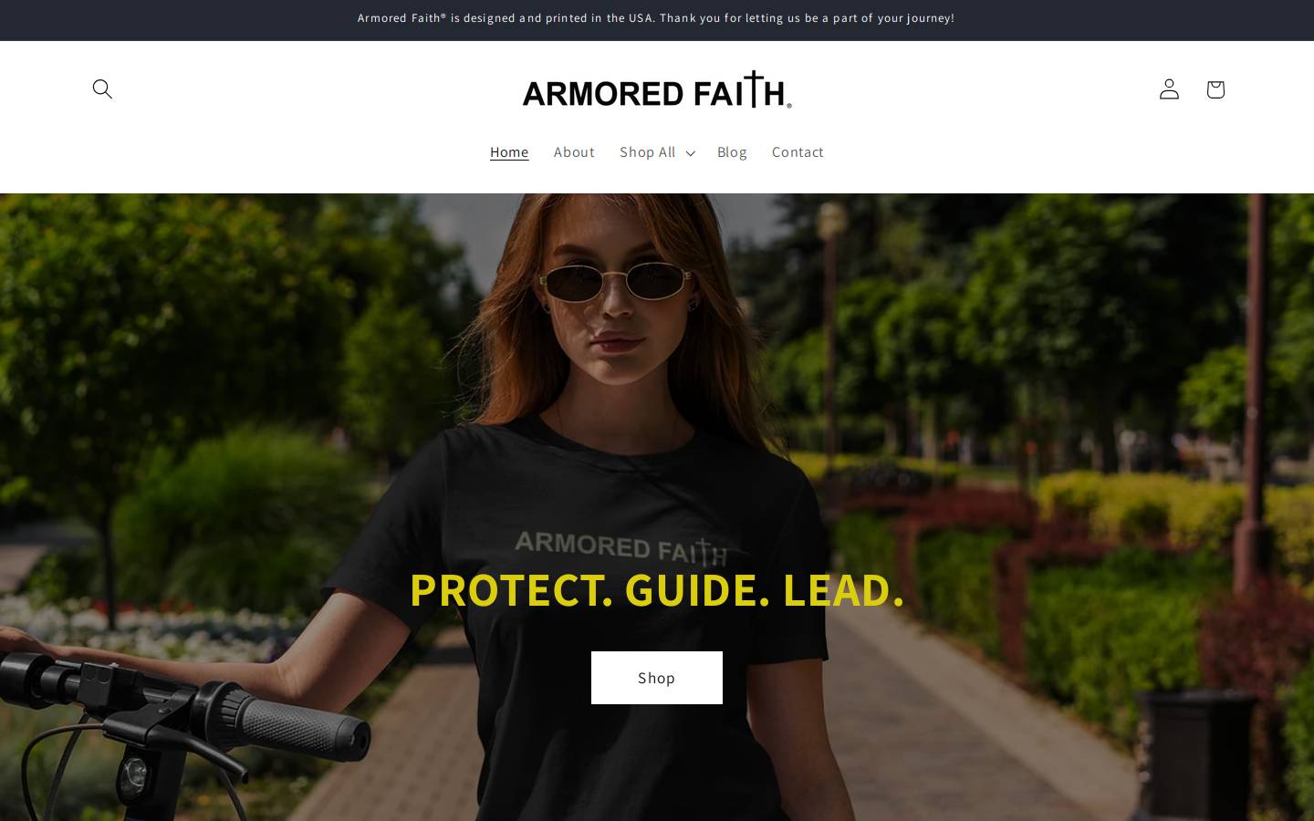 armoredfaithapparel.com homepage screenshot
