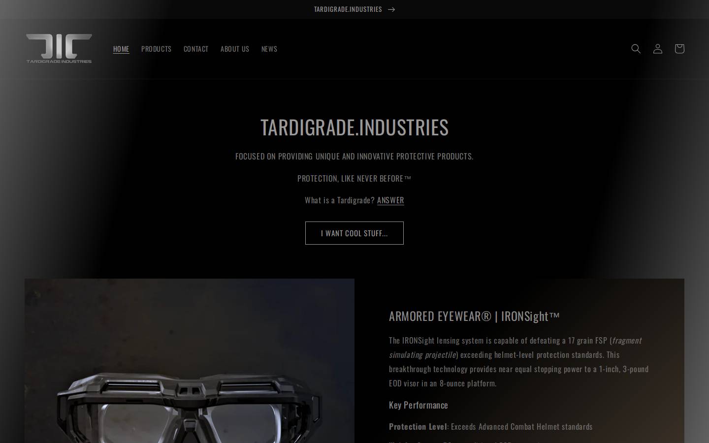 armoredoptics.com homepage screenshot