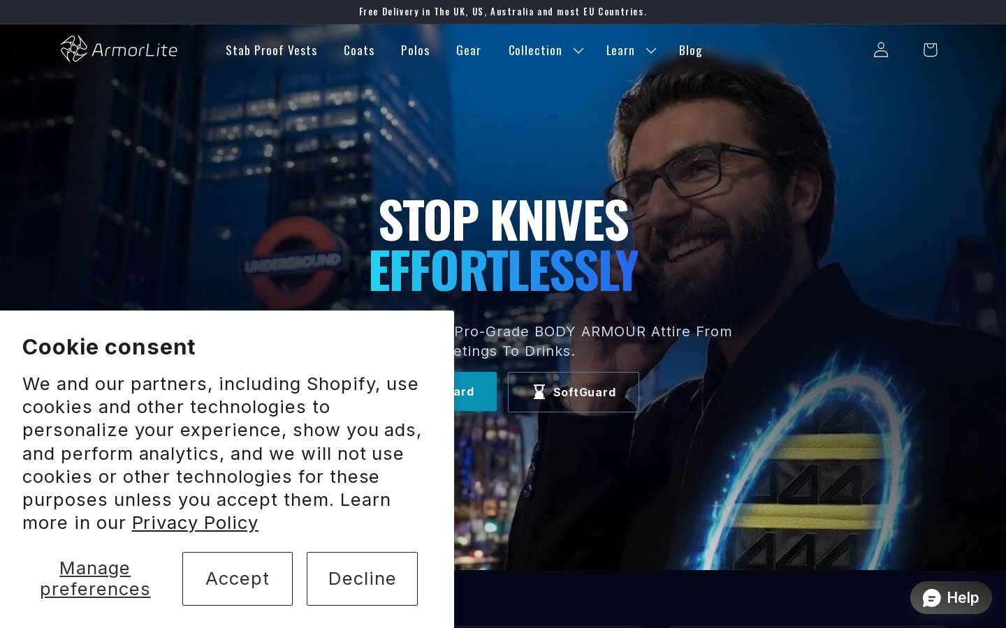 ArmorLite homepage screenshot