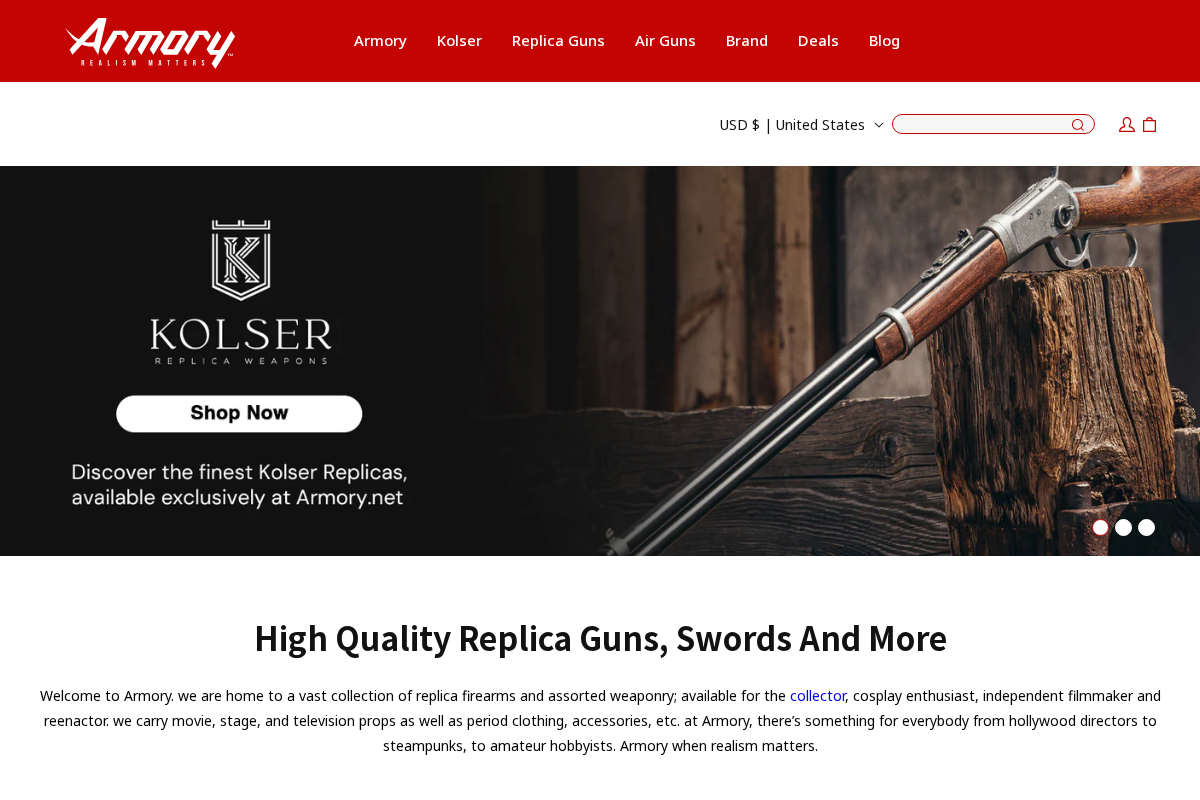 Armory.net homepage screenshot