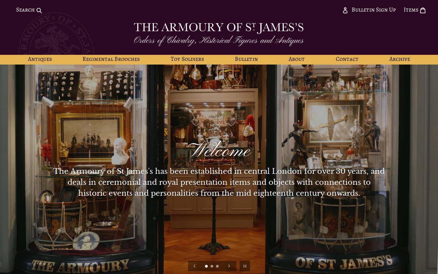 armoury.co.uk homepage screenshot